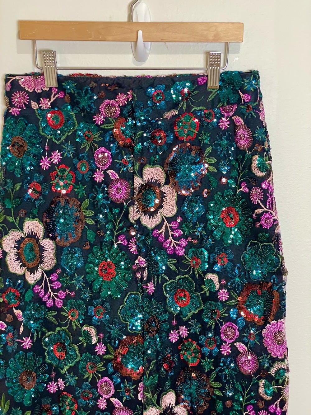 Ivy City Sequin Wide Leg Moody Floral Pants Embroidered Show Stopper - Picture 5 of 9